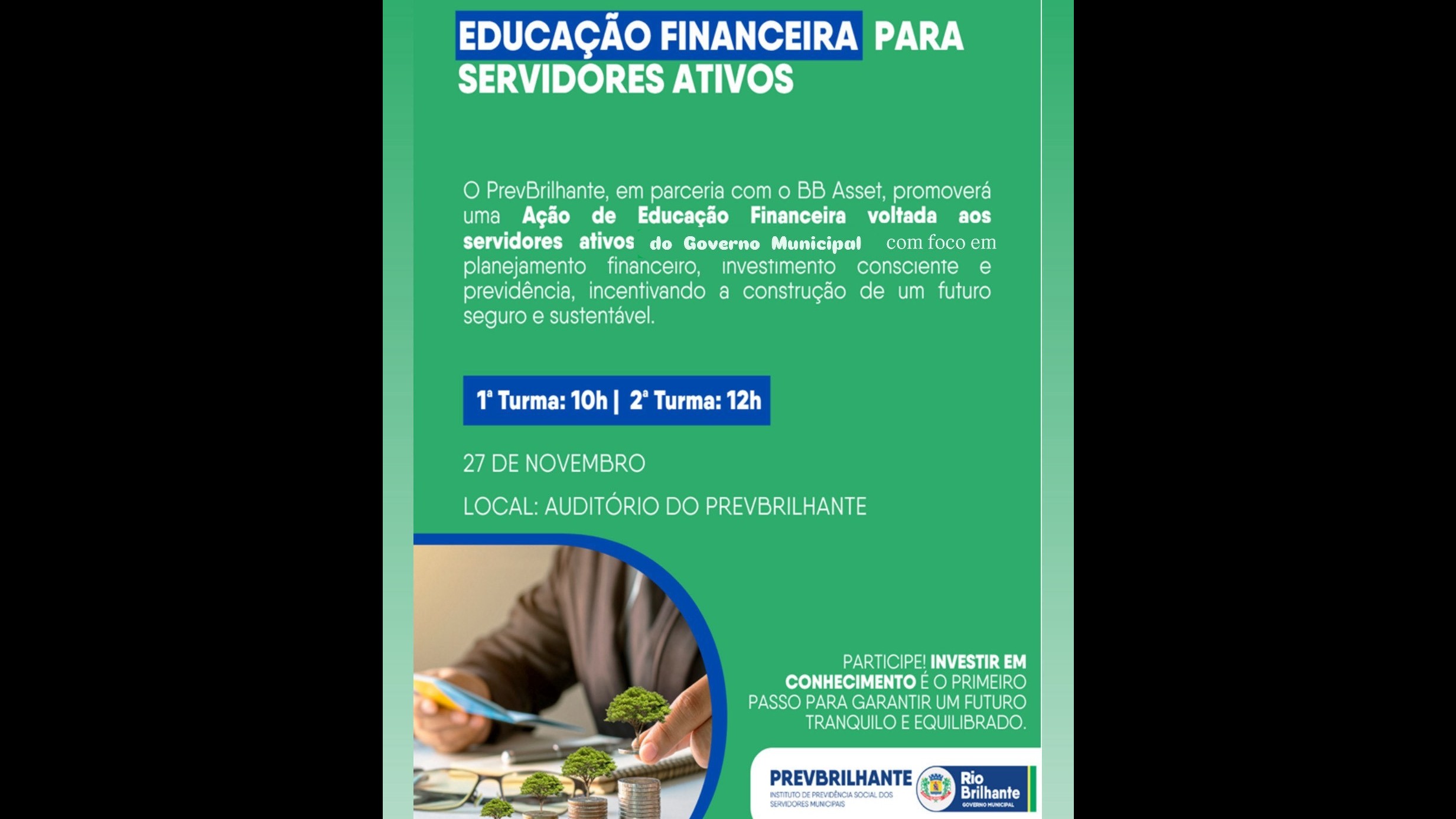 PrevBrilhante promove Workshop sobre Educação Financeira para Servidores Ativos